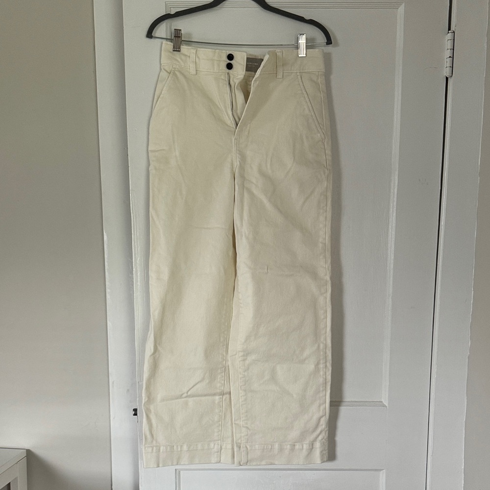 Everlane Organic Cotton Wide Leg Pants in Cream/Ecru